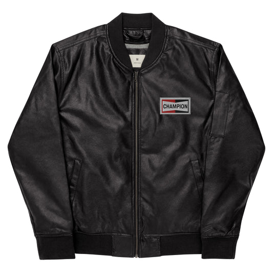 Champion Bowtie Leather Bomber Jacket