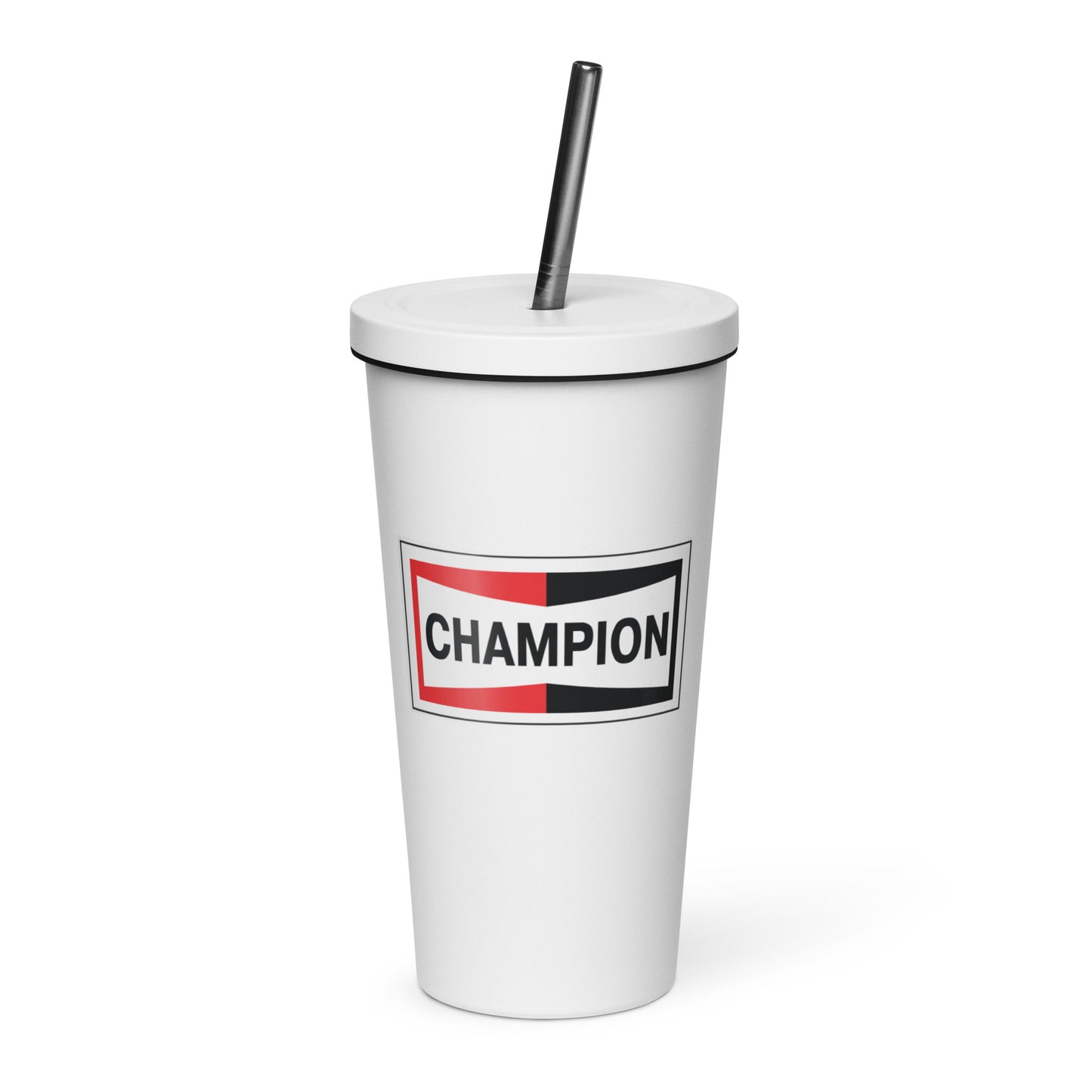 Champion Bowtie Insulated Tumbler with a Straw