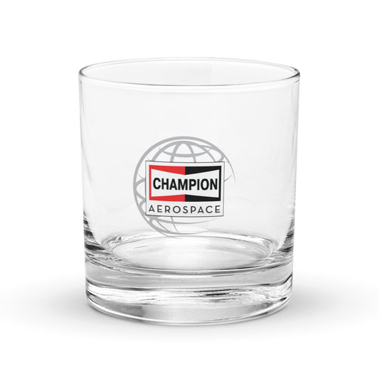 Champion Aerospace Vertical Logo Rocks Glass