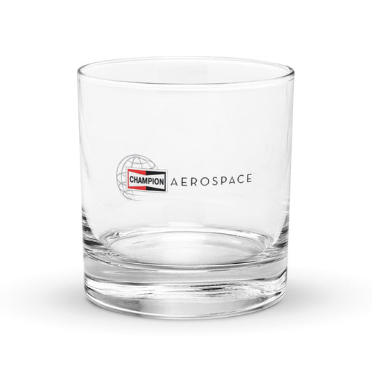 Champion Aerospace Logo Rocks Glass