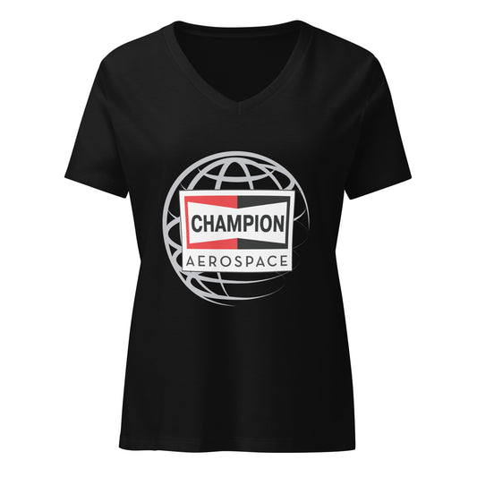 Champion Aerospace Vertical Logo Women’s Relaxed V-Neck T-shirt